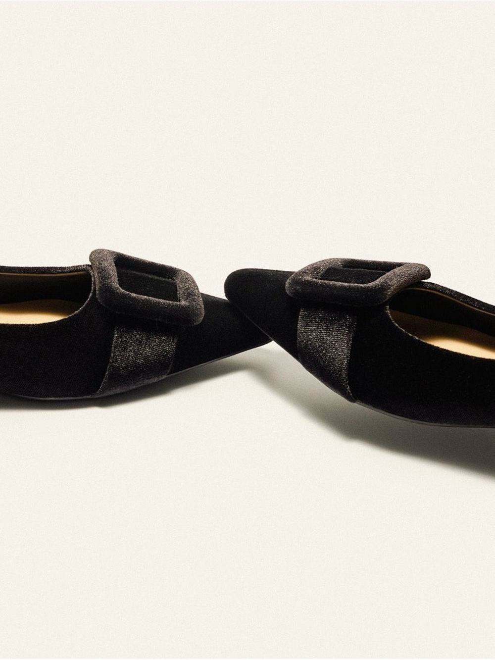 C. Paravano Black Pointed Toe Buckle Ballet Flats - Picture 3 of 11
